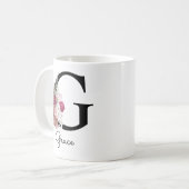 Mit Monogramm Pink Boho Floral Initial G Kaffeetasse (Vorderseite Links)