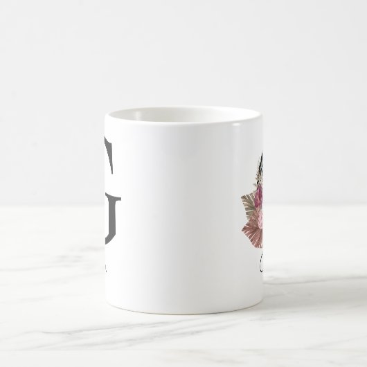 Mit Monogramm Pink Boho Floral Initial G Kaffeetasse (Mittel)