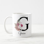 Mit Monogramm Pink Boho Floral Initial G Kaffeetasse (Links)