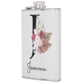 Mit Monogramm Pink Boho Floral Initial J Flachmann (Links)