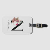 Mit Monogramm Pink Boho Floral Initial N Gepäckanhänger (Vorderseite (Horizontal))