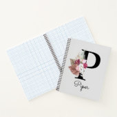Mit Monogramm Pink Boho Floral Initial Notizblock (Innenseite)