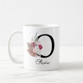 Mit Monogramm Pink Boho Floral Initial O Kaffeetasse (Links)