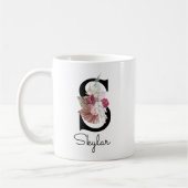 Mit Monogramm Pink Boho Floral Initial S Kaffeetasse (Links)