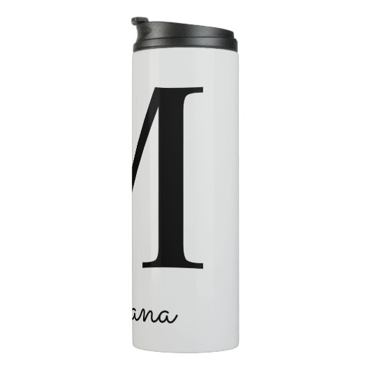 Mit Monogramm Pink Boho Floral Initial Thermosbecher (Nach rechts gedreht)