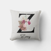 Mit Monogramm Pink Boho Floral Initial Z Kissen (Vorderseite)