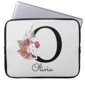Mit Monogramm Pink Boho Girly Floral Initial O Laptopschutzhülle (Vorderseite)