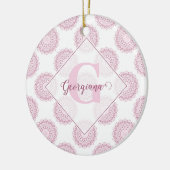 Mit Monogramm Pink Confetti Lace Polka Dot Mandala Keramik Ornament (Links)
