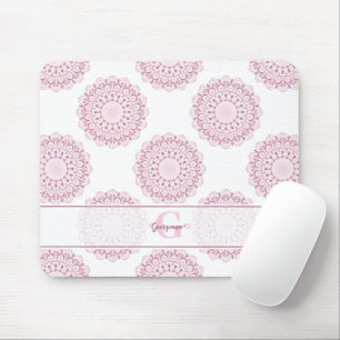 Mit Monogramm Pink Confetti Lace Polka Dot Mandala Mousepad