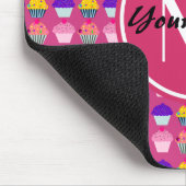 Mit Monogramm Pink Cupcakes, Personalisierter Name Mousepad (Ecke)