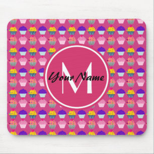 Mit Monogramm Pink Cupcakes, Personalisierter Name Mousepad