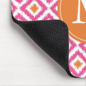 Mit Monogramm Pink Diamonds Ikat Pattern Mousepad (Ecke)