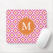 Mit Monogramm Pink Diamonds Ikat Pattern Mousepad (Mit Mouse)