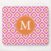 Mit Monogramm Pink Diamonds Ikat Pattern Mousepad (Vorne)