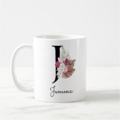 Mit Monogramm Pink Floral Initial J Kaffeetasse (Links)