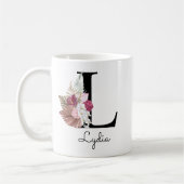 Mit Monogramm Pink Floral Initial L Kaffeetasse (Links)