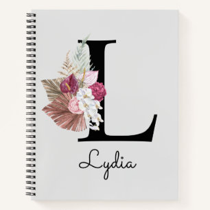 Mit Monogramm Pink Floral Initial L Notizblock