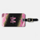 Mit Monogramm Pink Geode Agate Gepäckanhänger (Vorderseite horizontal)