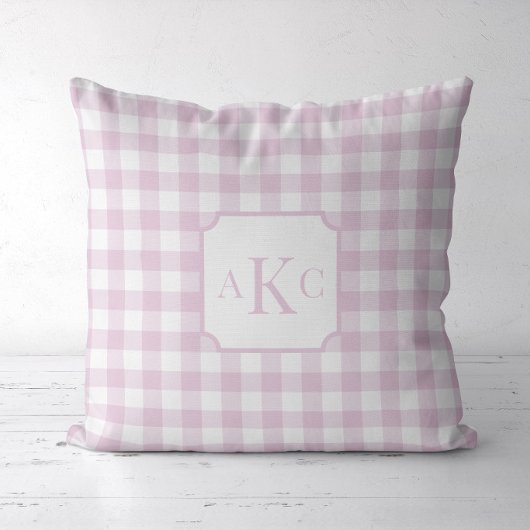 Mit Monogramm Pink Gingham Karo Kissen