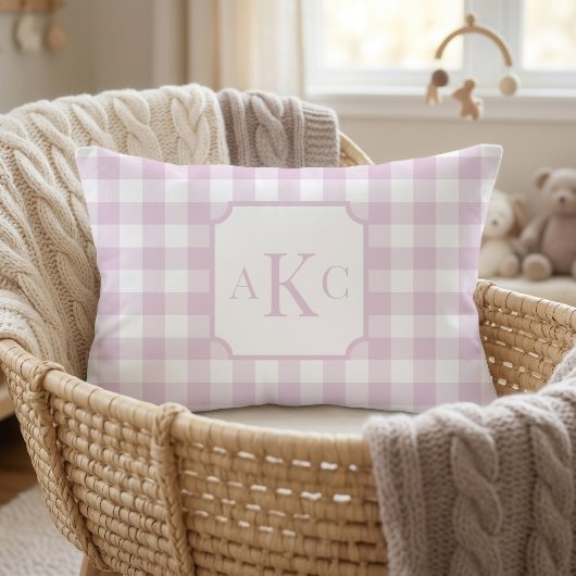 Mit Monogramm Pink Gingham Karo Kissen