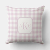 Mit Monogramm Pink Gingham Karo Kissen (Vorderseite)