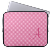 Mit Monogramm Pink Gingham Laptop Sleeve (Vorderseite)