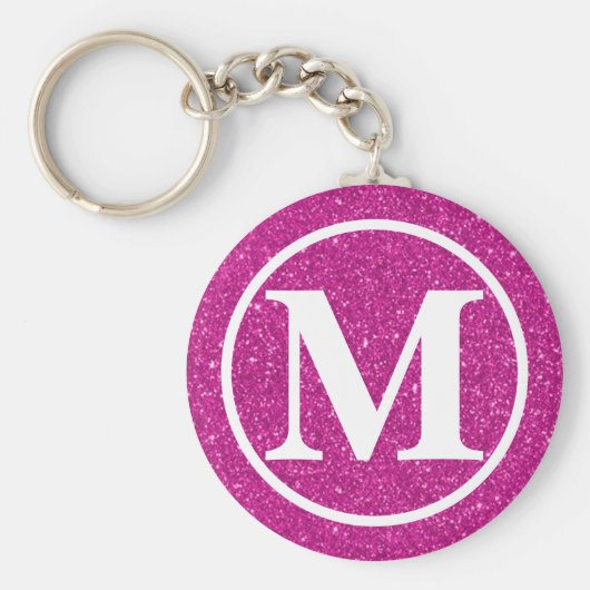 Mit Monogramm Pink Glitz BB Schlüsselanhänger (Vorne)