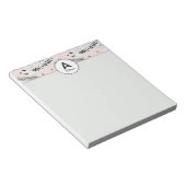 Mit Monogramm Pink Grau Schwarz Gemusterte Blume Notizblock (angewinkelt)