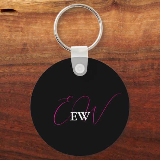 Mit Monogramm Pink Initial Girly Typografy Keepake Schlüsselanhänger (Vorderseite)