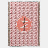 Mit Monogramm Pink Lachs Hirsch, Personalisierter  Decke (Vorderseite Vertikal)