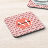 Mit Monogramm Pink Lachs Hirsch, Personalisierter Getränkeuntersetzer (Linke Seite)