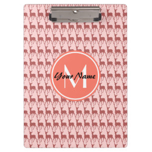 Mit Monogramm Pink Lachs Hirsch, Personalisierter  Klemmbrett