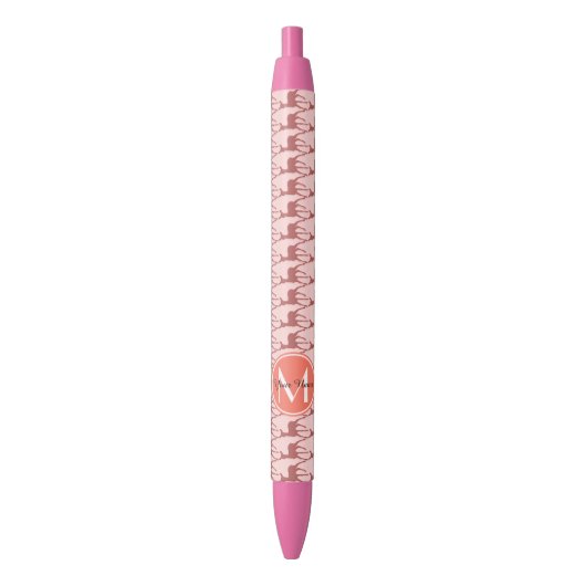 Mit Monogramm Pink Lachs Hirsch, Personalisierter Kugelschreiber (Vorderseite Vertikal)