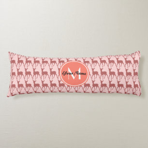 Mit Monogramm Pink Lachs Hirsch, Personalisierter Seitenschläferkissen