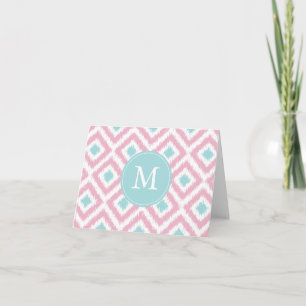 Mit Monogramm Pink Minze Diamonds Ikat Muster