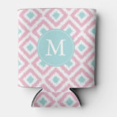 Mit Monogramm Pink Minze Ikat Diamonds-Muster Dosenkühler (Vorderseite)
