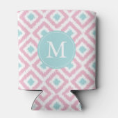 Mit Monogramm Pink Minze Ikat Diamonds-Muster Dosenkühler (Rückseite)