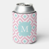 Mit Monogramm Pink Minze Ikat Diamonds-Muster Dosenkühler (Kanne Rückseite)