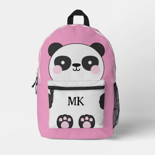Mit Monogramm Pink Niedlich Panda Kinder Bedruckter Rucksack (Vorderseite)
