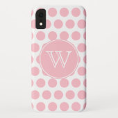 Mit Monogramm Pink Polka Dots Case-Mate iPhone Hülle (Rückseite)