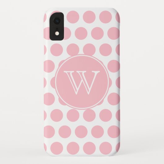 Mit Monogramm Pink Polka Dots Case-Mate iPhone Hülle (Rückseite)