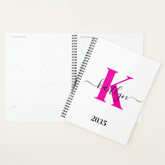 Mit Monogramm Pink-Schwarz-Initialname-Planer Planer (Anzeige)