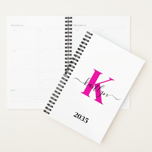 Mit Monogramm Pink-Schwarz-Initialname-Planer Planer (Anzeige)