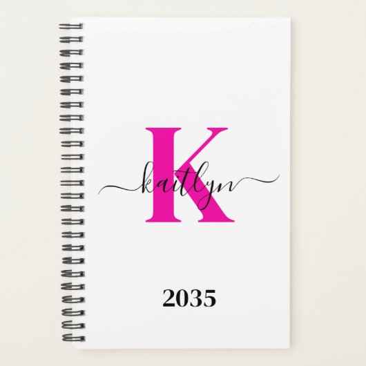 Mit Monogramm Pink-Schwarz-Initialname-Planer Planer (Vorderseite)