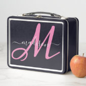 Mit Monogramm Pink-Script-Girl Metall Brotdose (Beispiel)