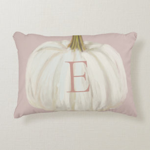 Mit Monogramm Pink und White Fall Pumpkin Dekokissen