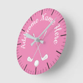 Mit Monogramm Pink White Runde Wanduhr (Winkel)