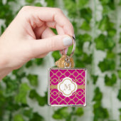 Mit Monogramm pinkfarbener rosa Goldmarokkaner Schlüsselanhänger (Hand)