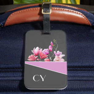 Mit Monogramm "Pinks" Botanische Gepäckmarke Gepäckanhänger