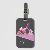 Mit Monogramm "Pinks" Botanische Gepäckmarke Gepäckanhänger (Vorderseite Vertikal)
